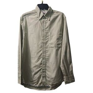 South Bridge Womens Medium Button-Down Blouse Green White Striped‎